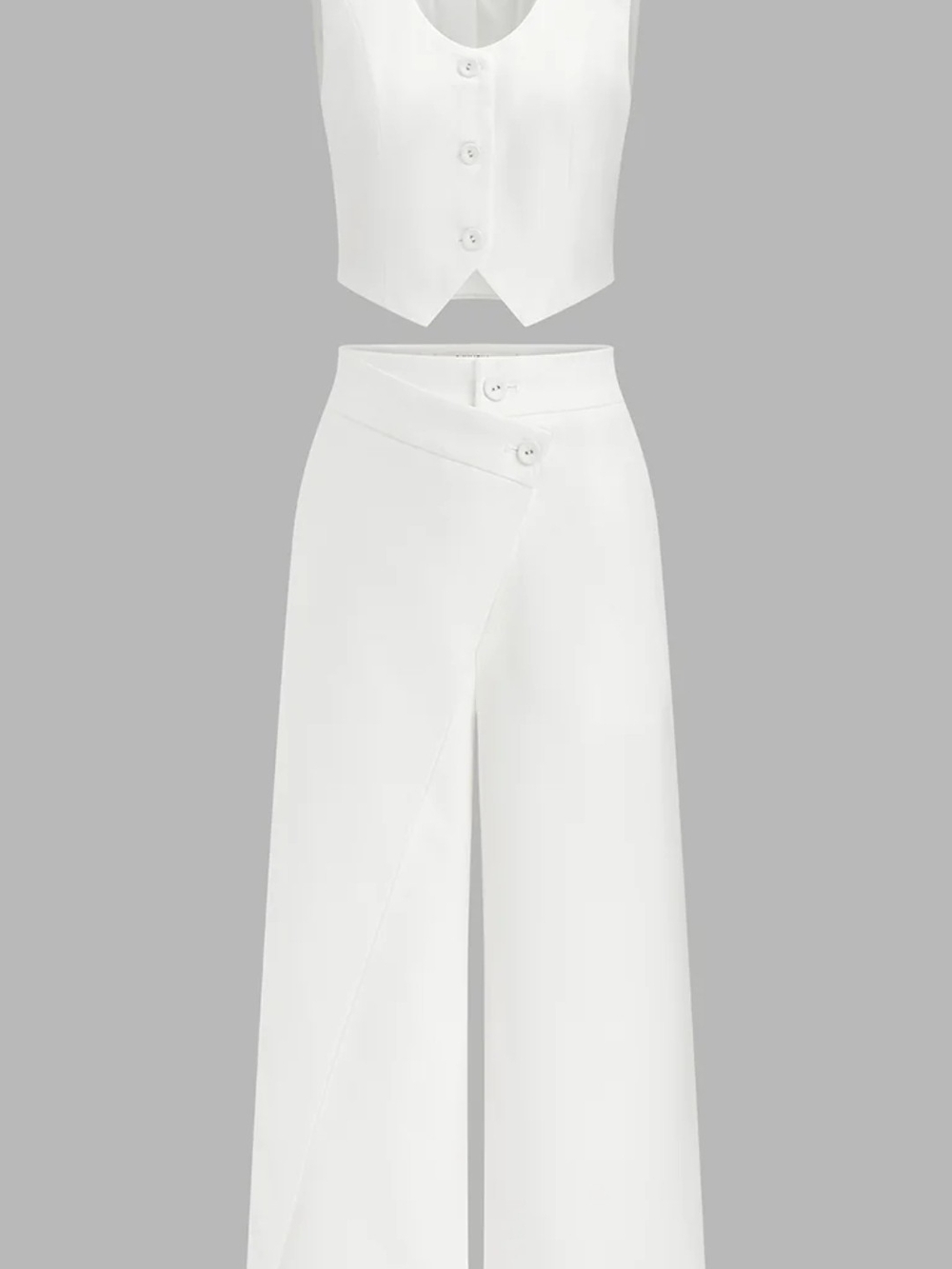 Commense White Wide-Leg Wrap Pants Pants Sizes L And Top Sizes M